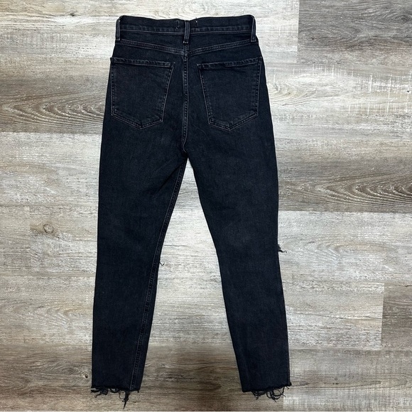 AGOLDE Nico High Rise Slim Fit Jeans in Cassette 25 Black Distressed - Picture 6 of 13